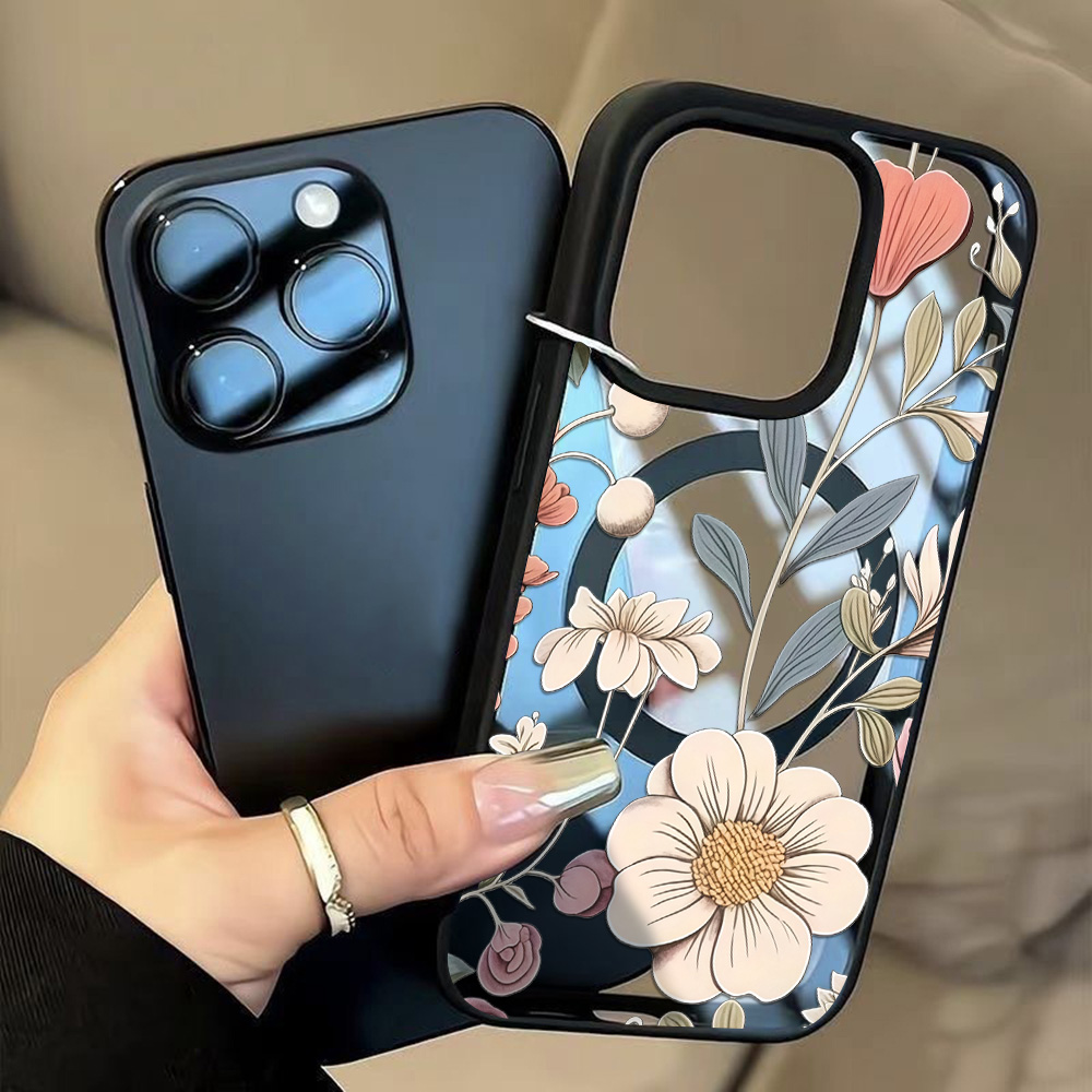 Phone Cases Iphone 17 Pro Max - Black Frame Floral Anti-fall Phone Case