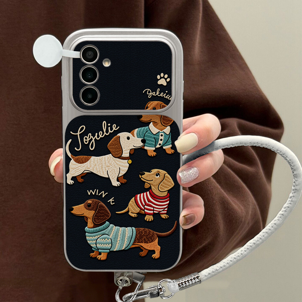 Phone Cases With Camera Cover - Cartoon Dachshund Phone Case For Samsung