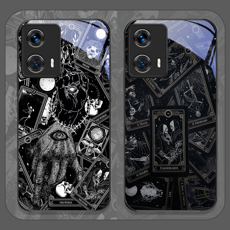 Phone Cases For Motorola - Vintage Gothic Tarot Cards Printed Tempered