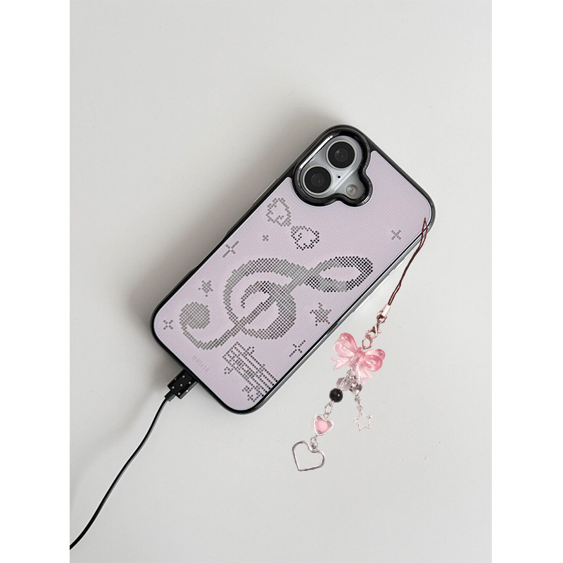 Phone Cases Pink - INS Korean Pink Mosaic Music Notes