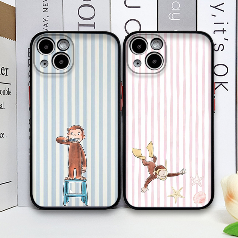 Phone Cases Iphone 17 Pro Max - Cartoon Striped Monkey Holding Cat Phone