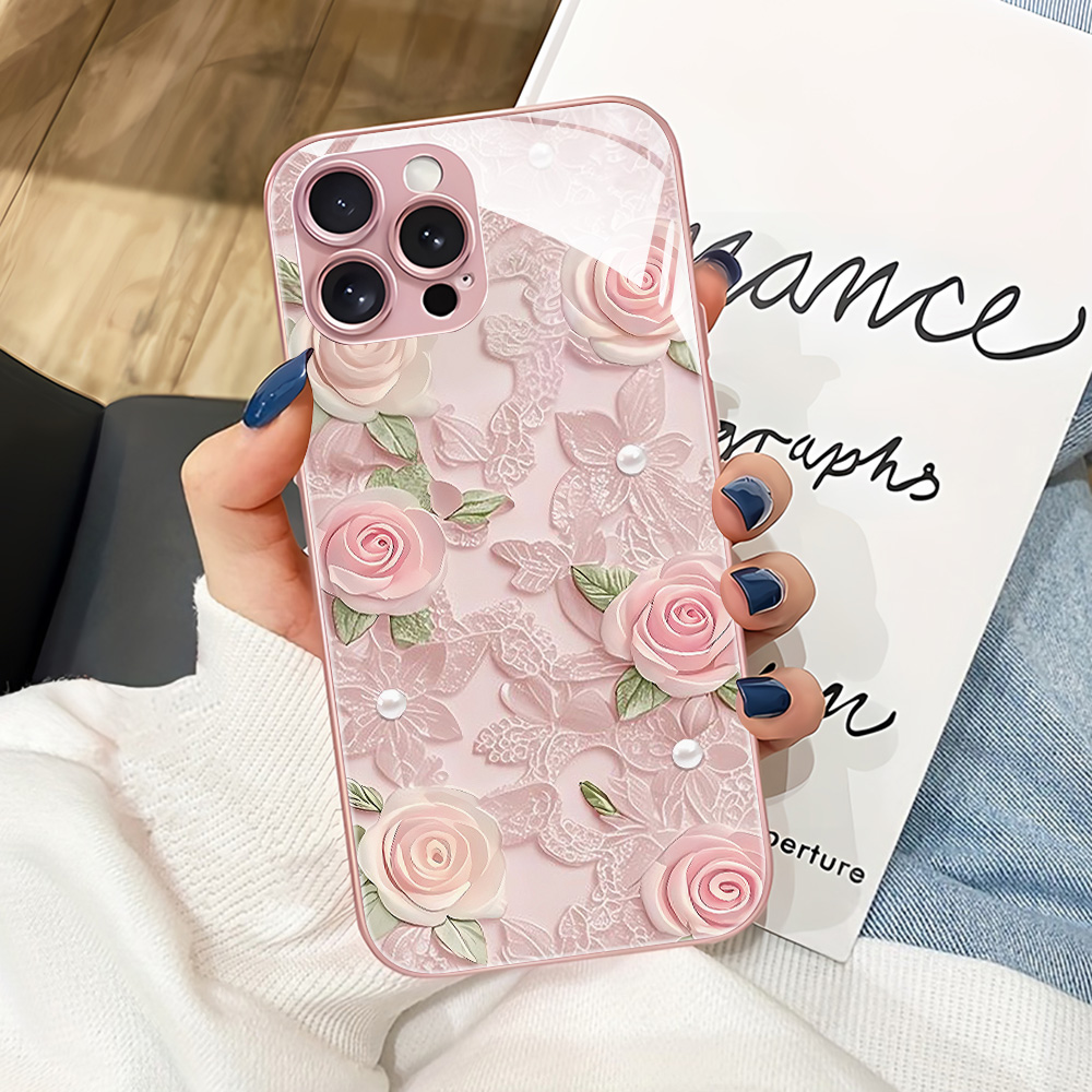 Pink Flower Tempered Glass Pho - огляд і ціна Phone Cases Pink