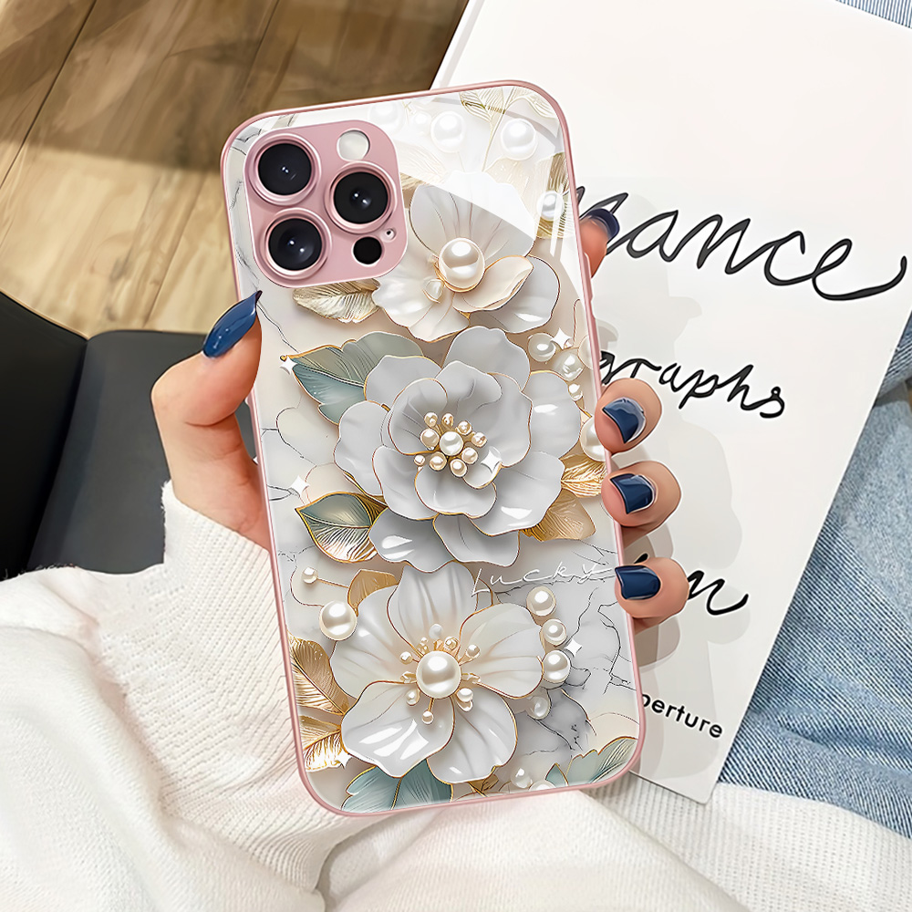 Pink Flower Tempered Glass Pho - огляд і ціна Phone Cases Pink