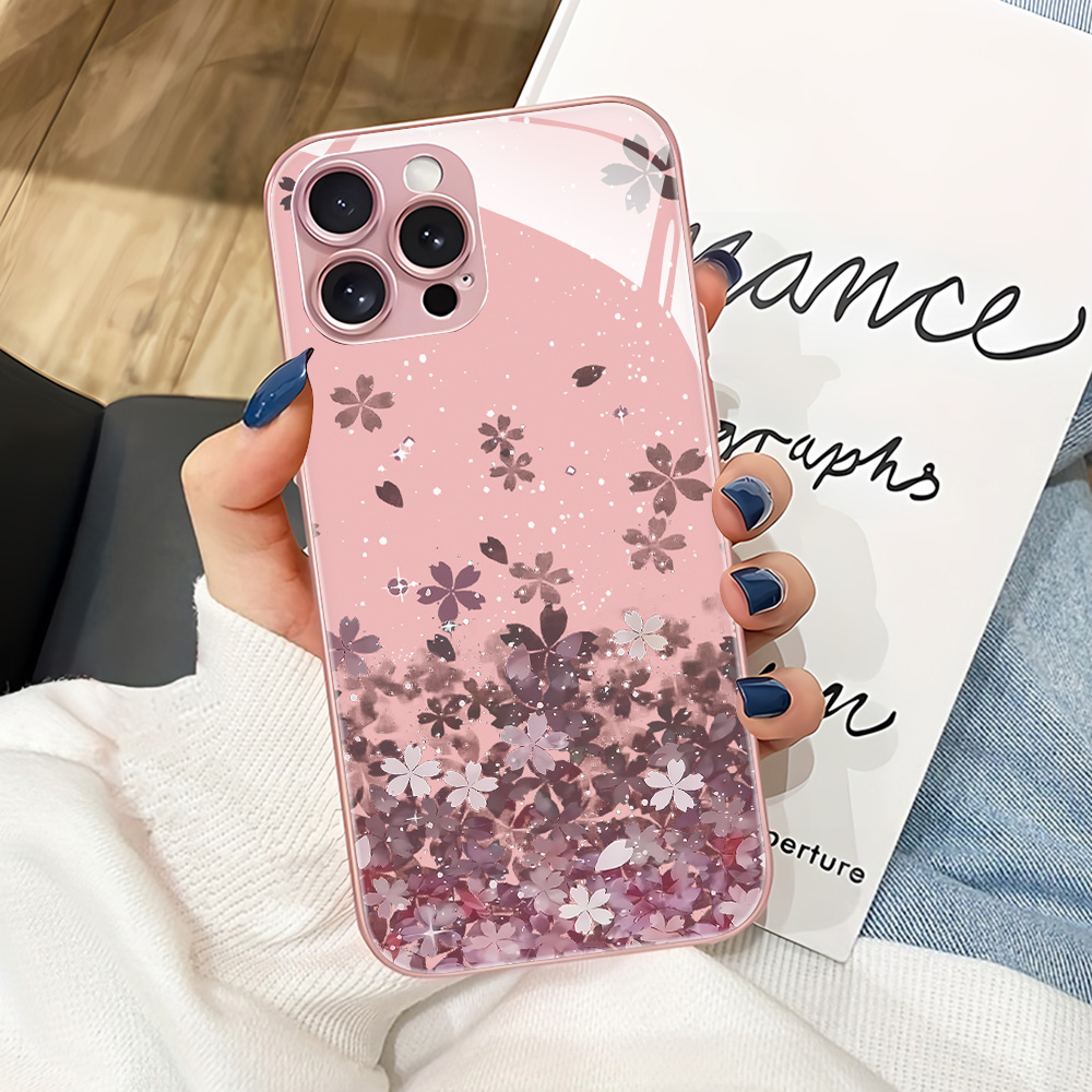 Pink Flower Tempered Glass Pho - огляд і ціна Phone Cases Pink