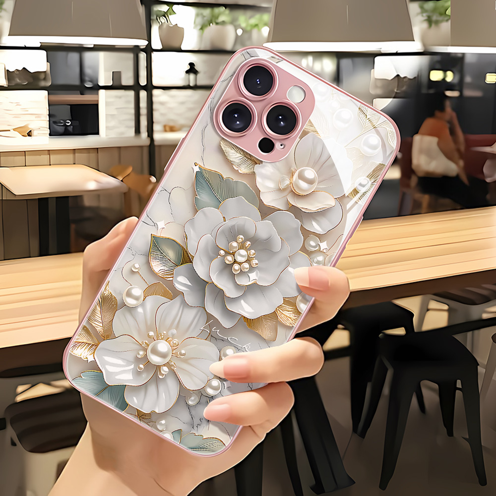 Pink Flower Tempered Glass Pho - огляд і ціна Phone Cases Pink