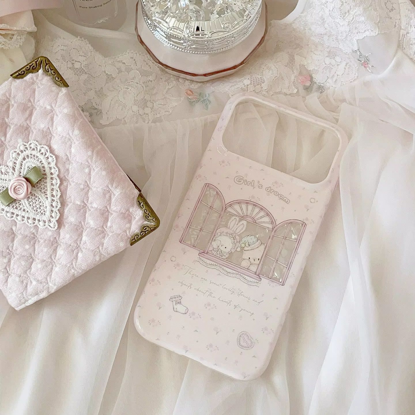 Kawaii Bunny Bear Floral Pink  - огляд і ціна Phone Cases Pink