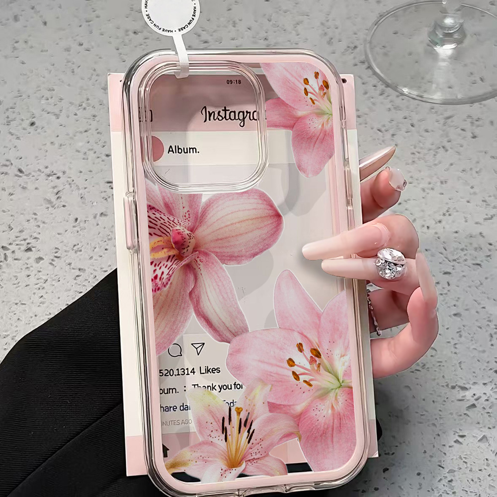Pink Lily Flower Clear Phone C - огляд і ціна Phone Cases Pink