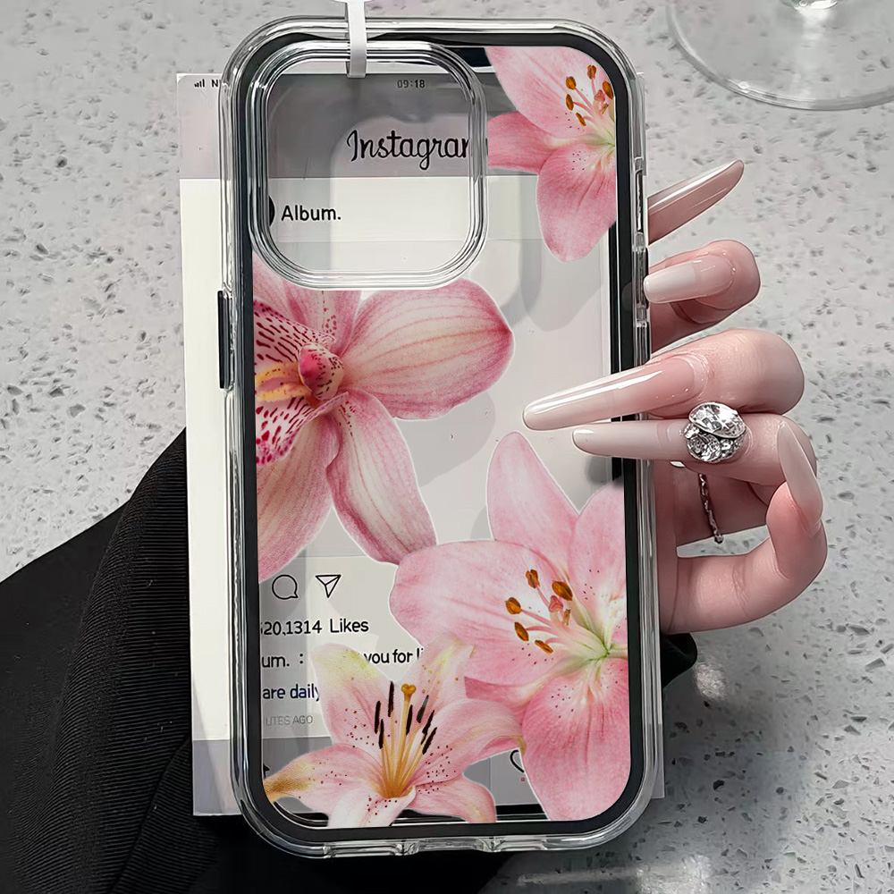 Pink Lily Flower Clear Phone C - огляд і ціна Phone Cases Pink