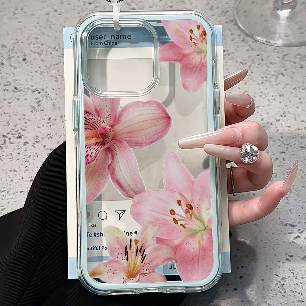 Pink Lily Flower Clear Phone C - огляд і ціна Phone Cases Pink