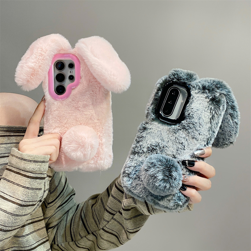 Cute Rabbit Ears Fluffy Stand  - огляд і ціна Phone Cases Samsung